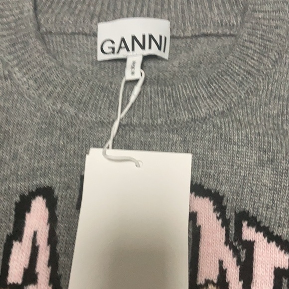 Ganni x Disney Daisy Duck Grey Sweater Leopard Bow accent size Small - Picture 4 of 6